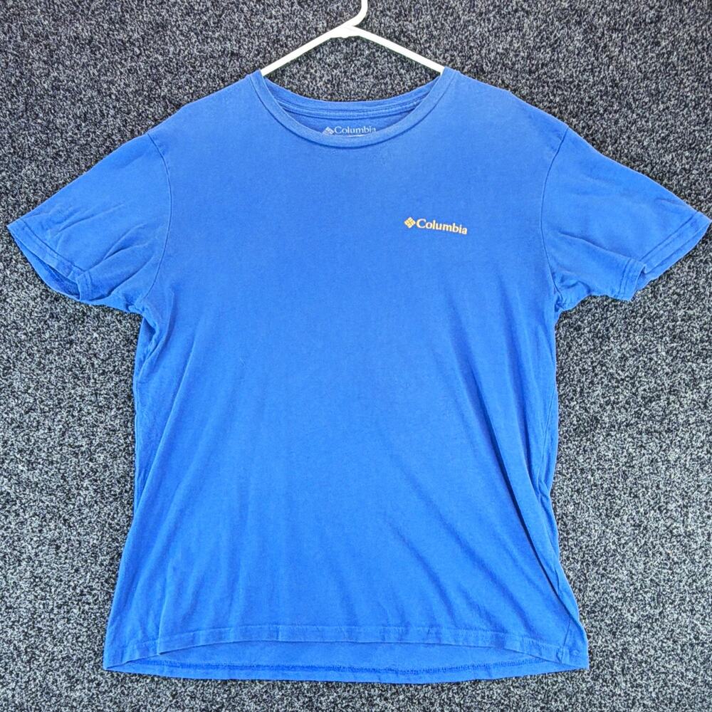 Columbia Men's Blue Bear Graphic Double-Sided Crew Neck Cotton Knit Tee L